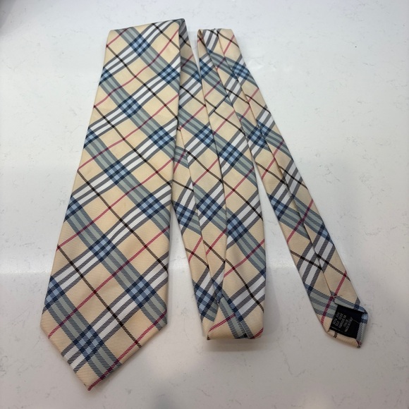 Burberry Classic Check Tie in Beige and Blue - Picture 1 of 3